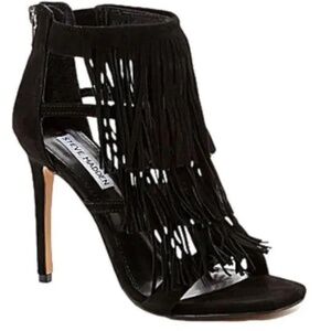 Steve Madden Black Suede Fringe Stilettos_Pre=Owned
